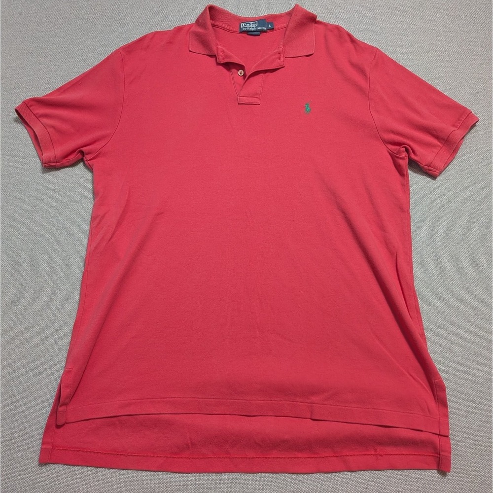 Polo Ralph Lauren Polo Shirt Men's L Red Pique Knit Cotton Short Sleeve Pony